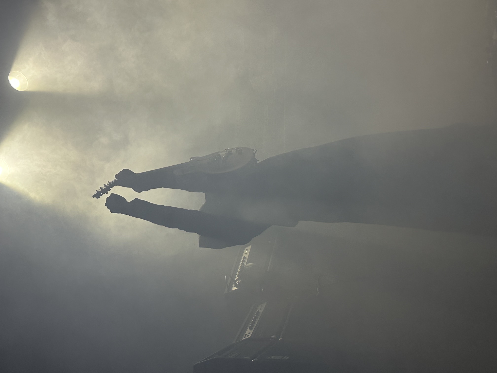 Live show, silhouette in heavy fog